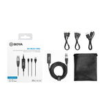 BOYA BY-BCA7 PRO XLR to iOS Lightning & USB Type-A Adapter Cable (20')