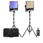 GVM RGB LED Studio Video Light Bi-Color Soft 2-Light Panel Kit 50SM-2L