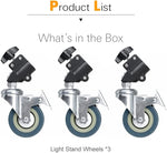 Light Stand Wheels x3 (22mm, 360° Adjustable with Locking Function)