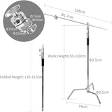 AMBITFUL Stainless Steel Heavy Duty C Stand with Boom Arm