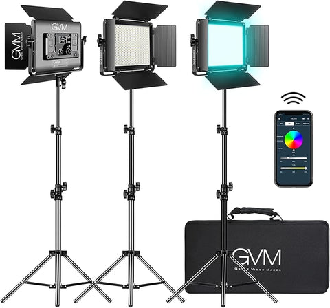 GVM RGB LED Video Light 3-Light Panel Kit 880RS-3L