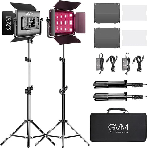GVM RGB LED Video Light 2-Light Panel Kit 880RS-2L