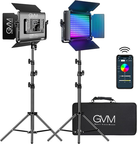 GVM RGB LED Video Light 2-Light Panel Kit 680RS-2L