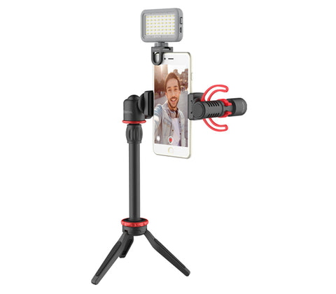 BOYA BY-VG350 Microphone LED Light Tripod Phone Clip Holder Kit