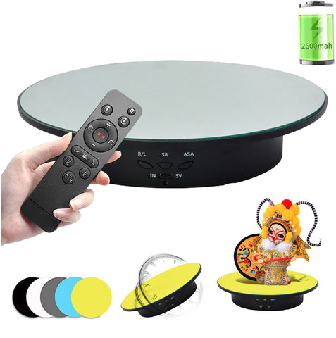 Fotoconic 20cm 10kg Load Capacity Rotating Turntable w/ Remote Control 5 PVC Backgrounds (Black)