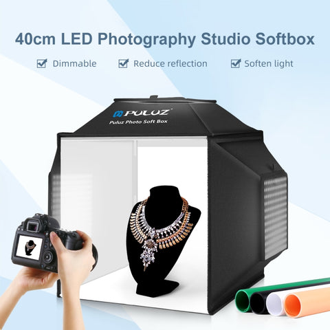 Puluz 40cm Studio Tent Softbox Kit w 4 Colors Backdrops