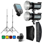Godox QS600II kit Photo Studio Flash Light built-in Receivers XPRO Trigger + Softbox + 280cm Light Stand + Barn Door