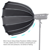 Fomito 90cm Quick Set-up Deep Parabolic Softbox with Grid for LED Light Video Light