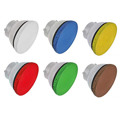 Fotoconic 18cm Diffuser Sock Set for 7" Standard Reflector (Red/Yellow/Blue/Brown/Green/White)
