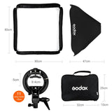 Godox 80 x 80cm 31 x 31in Flash Speedlite Softbox + S type Bracket Bowens Mount Kit with 1.8m Light Stand for Camera Photography
