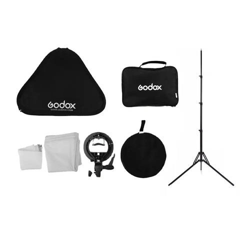Godox 80 x 80cm 31 x 31in Flash Speedlite Softbox + S type Bracket Bowens Mount Kit with 1.8m Light Stand for Camera Photography