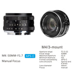Meike 50mm f/2.0 Manual Focus Fixed Lens