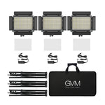 GVM-1000D RGB LED Studio Video Light Bi-Color Soft 3-Light Panel Kit