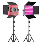 GVM RGB LED Studio Video Light Bi-Color Soft 2-Light Panel Kit