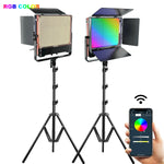 GVM RGB LED Studio Video Light Bi-Color Soft 2-Light Panel Kit 50SM-2L