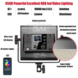 GVM 850D-RGB LED Studio 3-Video Light Kit